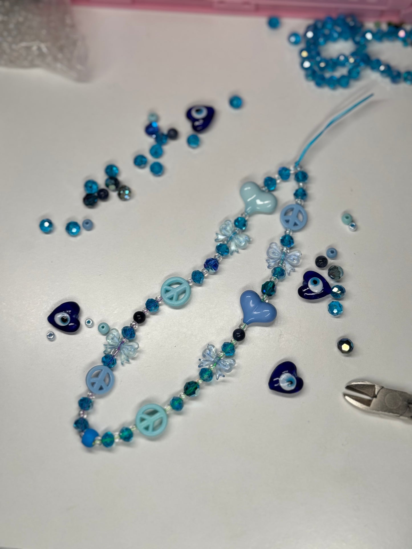 BLUE PEACE & LOVE phone charm