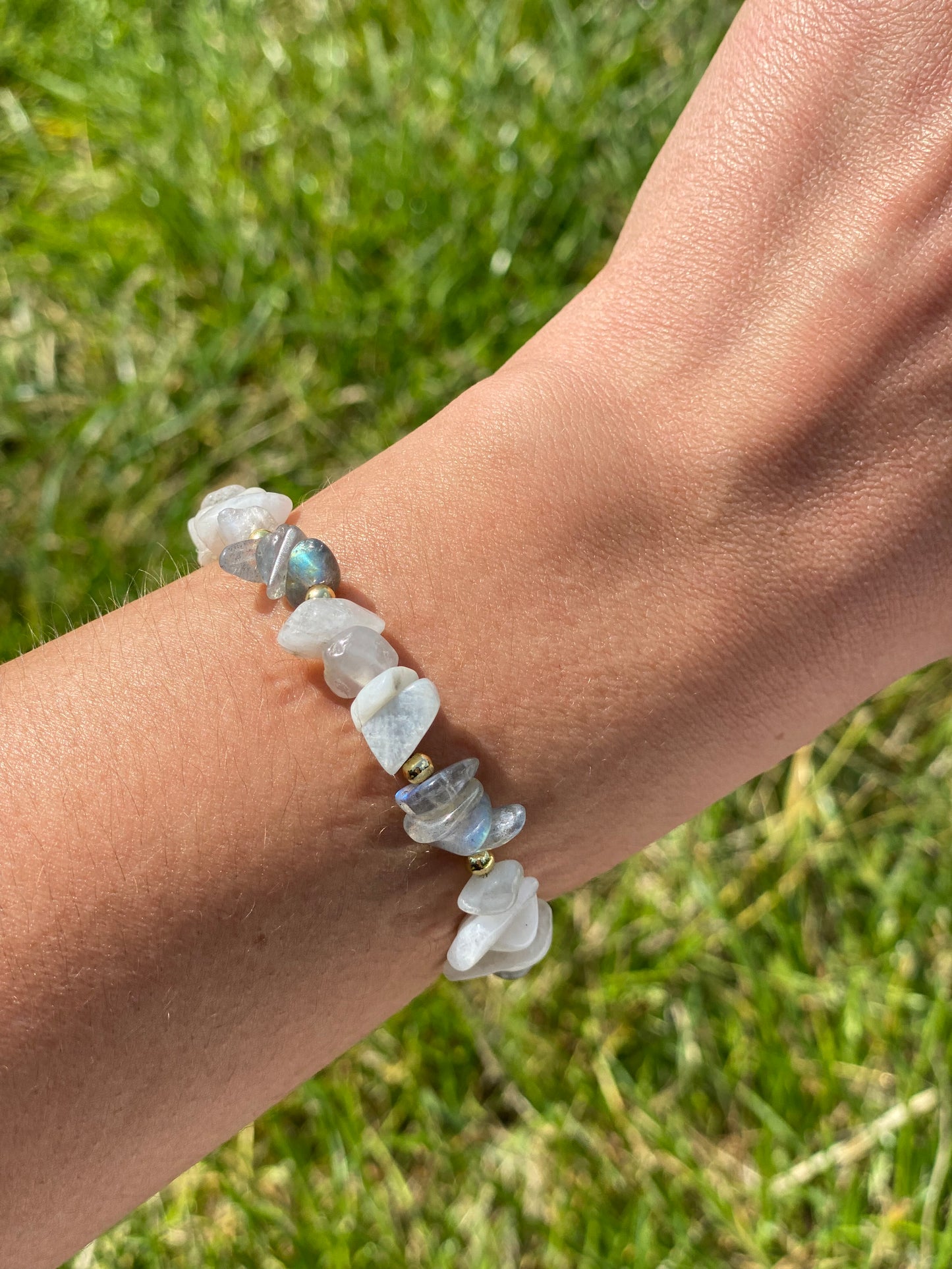 MOONSTONE & LABRADORITE cluster bracelet