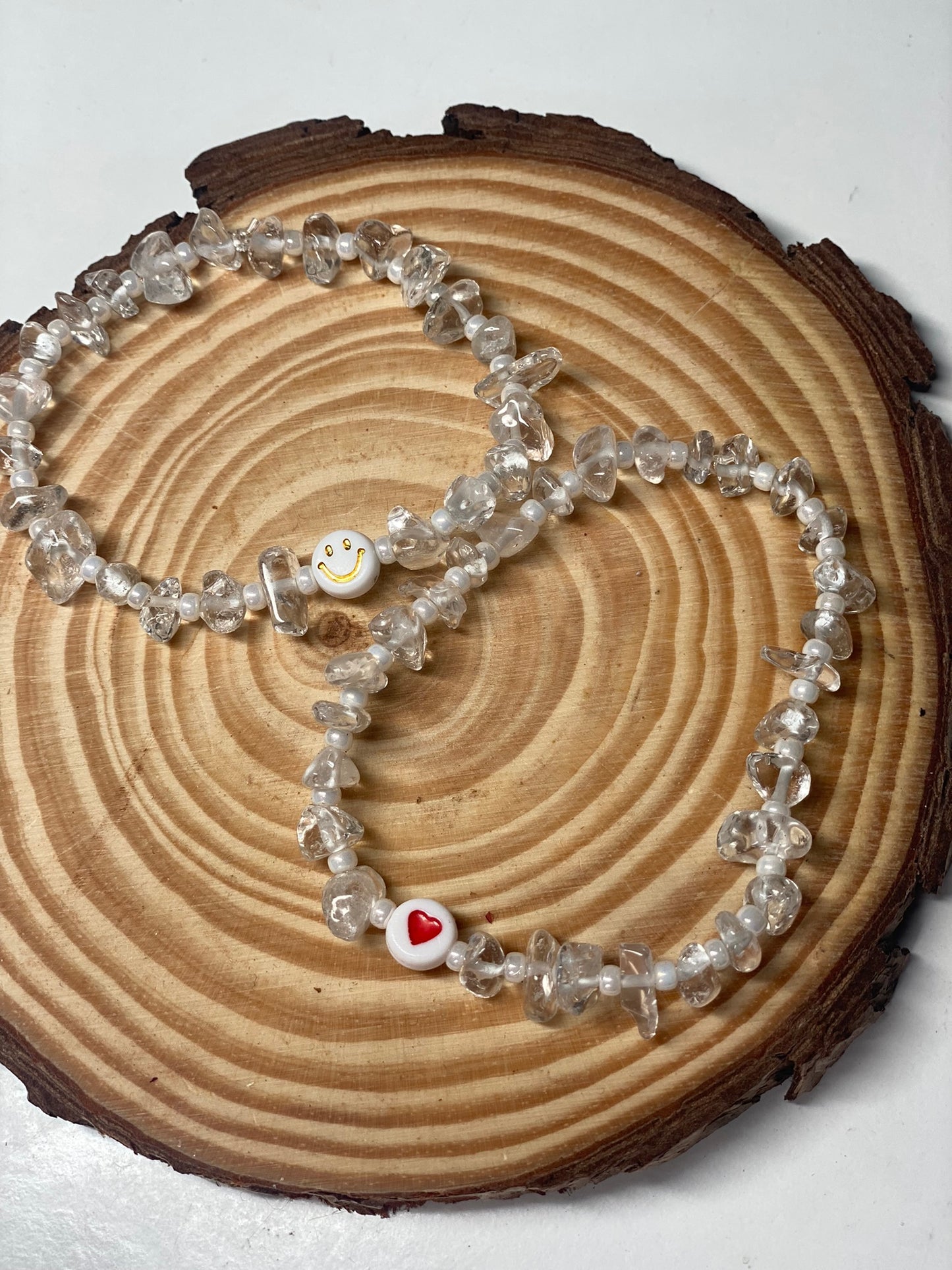 CLEAR QUARTZ smiley bracelet