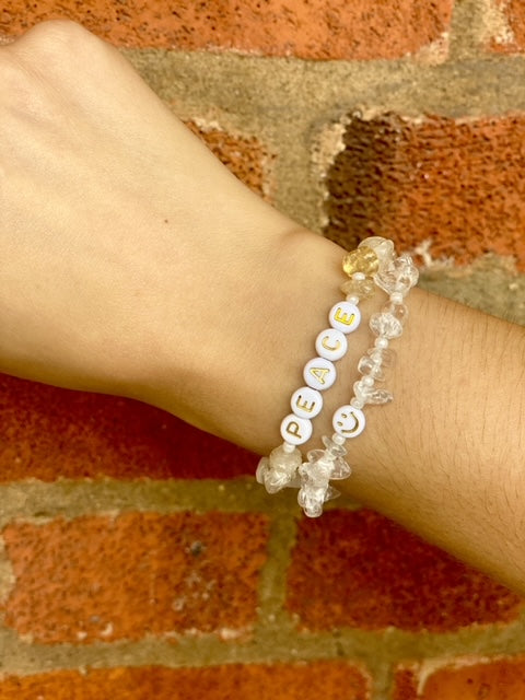 CLEAR QUARTZ smiley bracelet