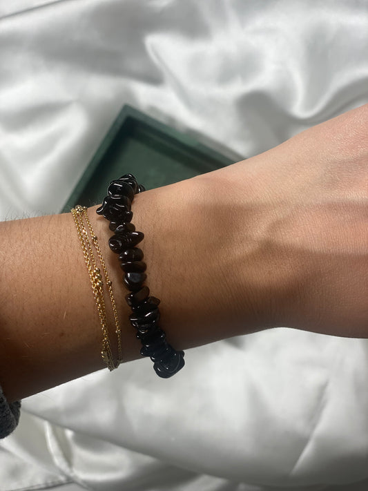 BLACK OBSIDIAN chip bracelet