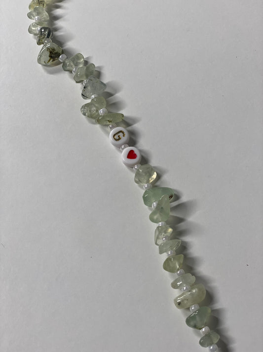 LOVE PREHNITE initial bracelet