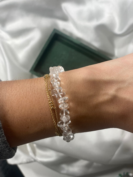 CLEAR QUARTZ chip bracelet