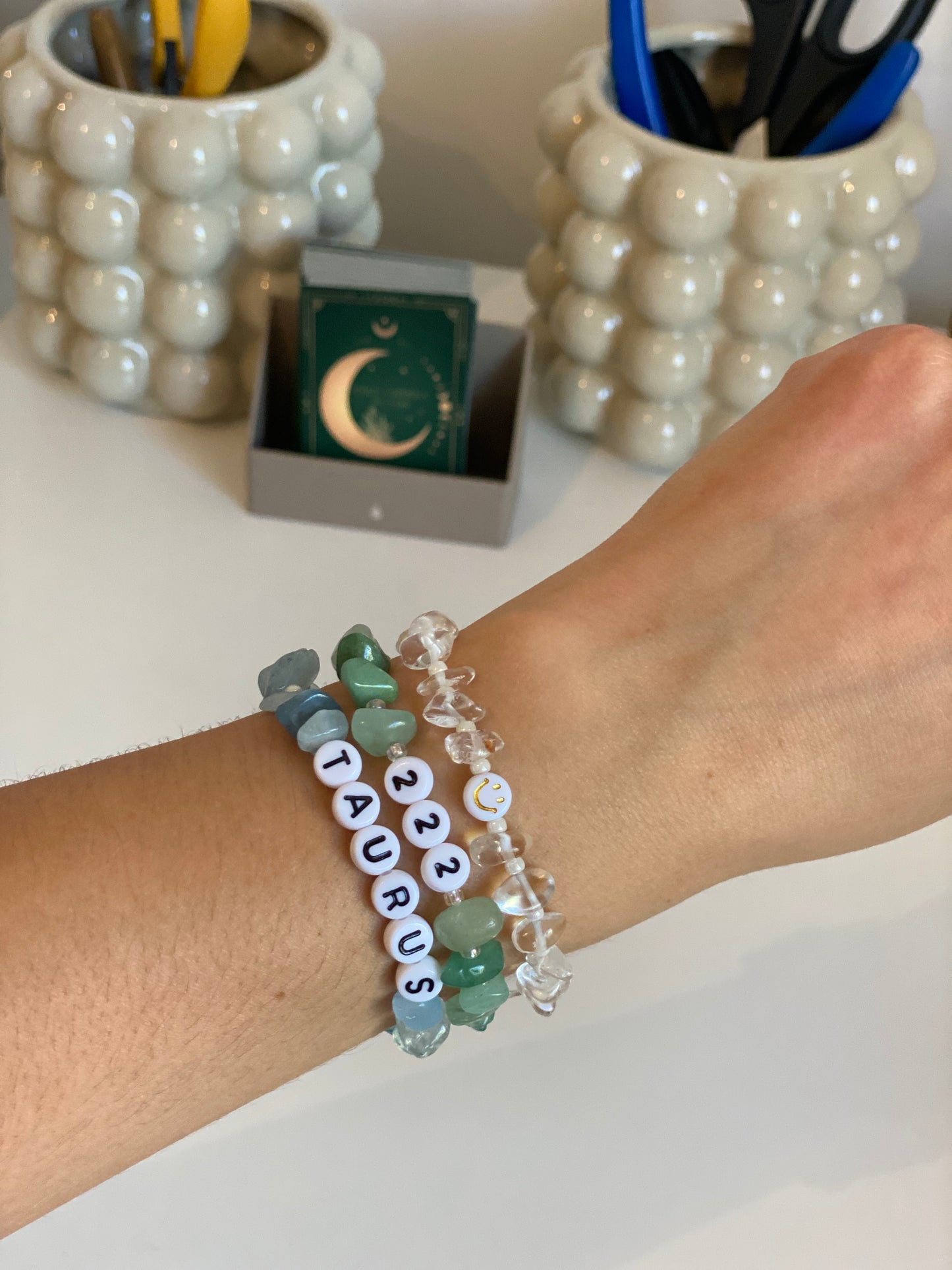 AQUAMARINE TAURUS bead bracelet