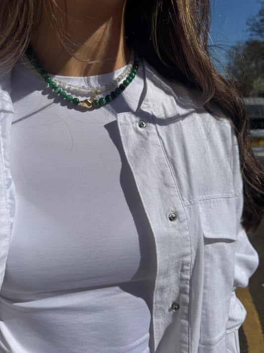 MOONSTONE & OPAL ROUNDED bead necklace