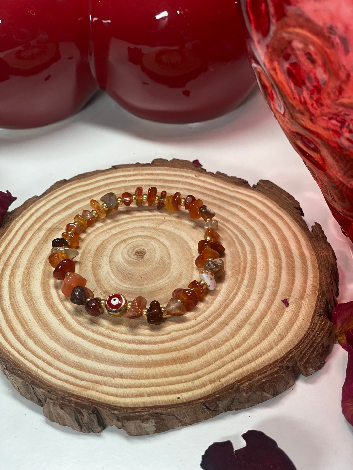 CARNELIAN EVIL EYE bracelet