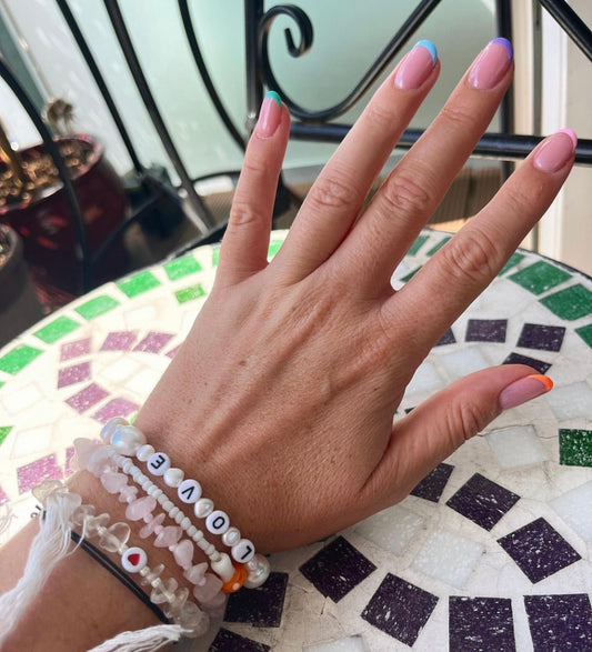 CLEAR QUARTZ heart bracelet