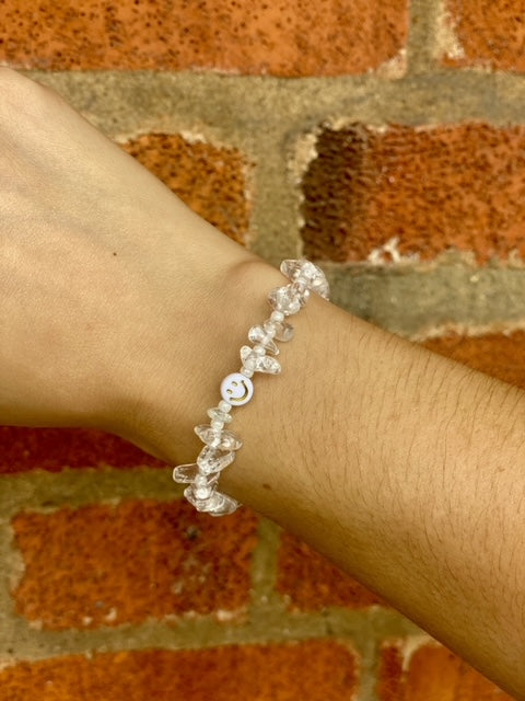 CLEAR QUARTZ smiley bracelet